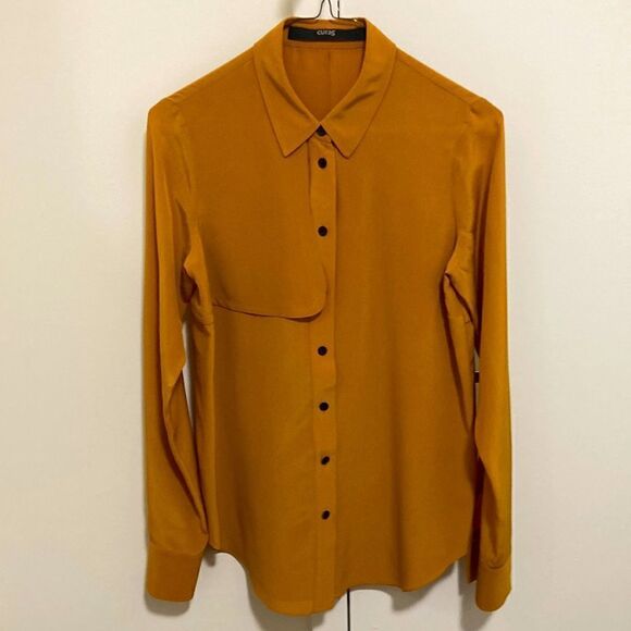 Cut 25 by Yigal Azrouel Silk Long Sleeve Women’s Blouse in Mustard. Size 0. - Picture 1 of 7